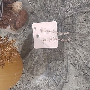 SILVER S925 STAMPED FINE CHAIN PEARL DROP EARRINGS NEW